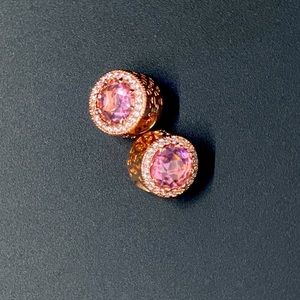 Pandora Rose gold Pink and Clear stone Pandora Charm SET